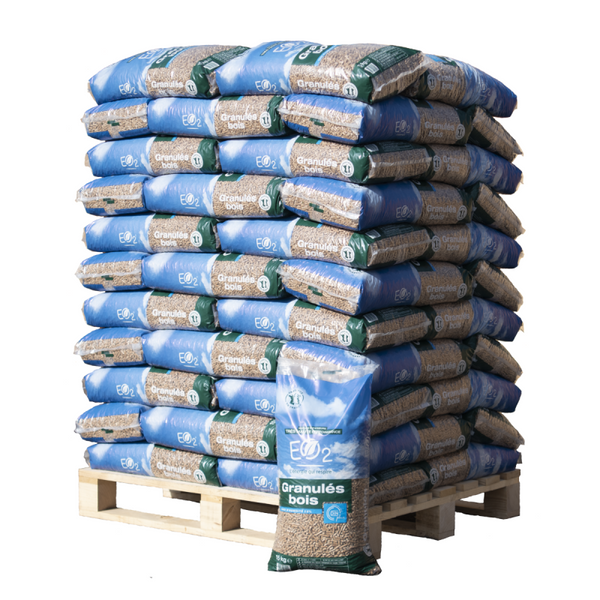 GRANULÉS DE BOIS EO2 – PALETTE DE 66 SACS DE 15KG SOIT 990KG EO2®
